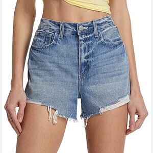 L'AGENCE Beck High Rise Distressed Santee Blue Jean Shorts Size 28